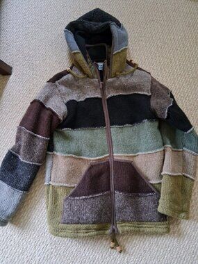 Laundromat Lost Horizons Wool Sweater Jacket Men's M Zip Fleece Lined Nepal VGC